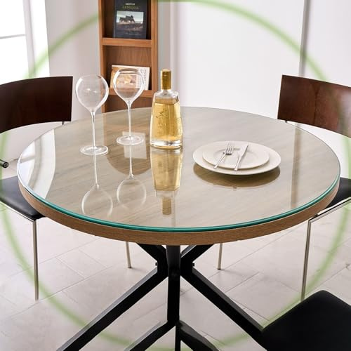 Generisch Rund Glasplatte Klarglas Tischplatte aus Gehärtetem Glass, Sicherheitsglas Ersatztischplatte Transparent Glasscheibe für Ersatzteil or Tisch(55cm(21.6in))