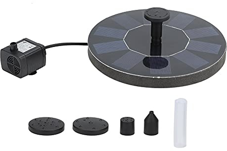 Buachois Bomba de Fuente Solar 5V 1.6W, Automática y sin Baterías, para Decoración de Jardín y Estanques Pequeños (con batería LI 800MA)