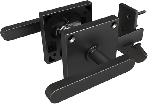 Double Sided Gate Latch for Wooden Fence, Heavy Duty Aluminum Swinging Door Latch, Black Coated, Double-Sided Handle, Garden Gate Hardware for Yard, Shed, Outdoor Fence, Wooden Gates, Shed Doors