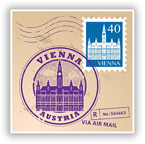 2 x Wien Österreich gemischt Briefmarken Vinyl Aufkleber Reise Gepäck # 10080 - 10cm/100mm Wide
