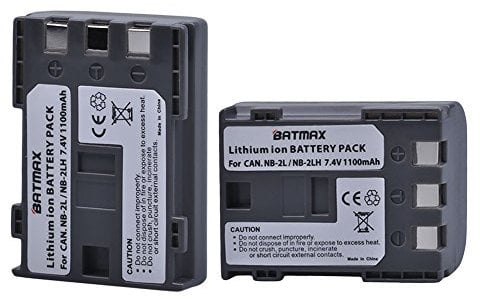 Batmax Pack of 2 NB-2L/NB-2LH High-Capacity Replacement Batteries for Canon Digital Rebel XT, XTi, EOS 350D, 400D Digital Cameras