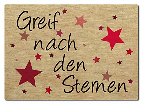 Interluxe Postkarte aus Holz Greif nach den Sternen Karte Motivation Gruß Geschenk