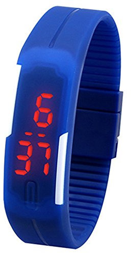 Steellwingsf Montre de sport numérique tactile en silicone pour homme et femme Rouge, noir foncé, Taille unique