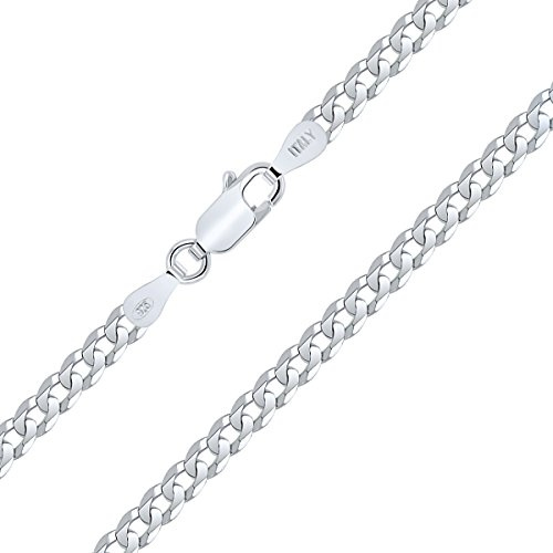 Planetys - Flache Panzerkette Diamantiert 925 Sterling Silber Rhodiniert Kette - Halskette - 3.30 mm Breite Verschiedene Längen: 40-45-50-55-60 cm