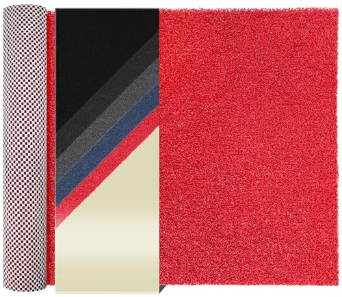 Primaflor Spaghettiläufer Lorenzo | 120 x 150 cm | Rot | 1,20 m breit | 15 mm Sauberlaufmatte aus Vinyl für Nassbereiche und außen; wasserdurchlässig, UV-stabil und schnell trocknend