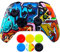 9CDeer 1 x Silicone Trasferimento Stampare Protettivo Copertina Skin + 6 Thumb Grips e Tappi Antipolvere per Controller Xbox One/S/X Cartone animato