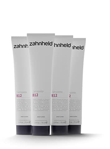 Zahnheld® Nature Zahnpasta B12 – Vitamin B12 Pflege, Naturkosmetik nach NCS, fluoridfrei mit Kokosöl & milden Tensiden, vegan & ohne Mikroplastik (75 ml (4er Pack))