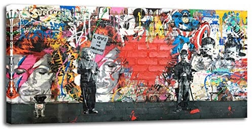 Banksy Leinwand-Kunst, abstrakte Graffiti-Street-Kunst, Leinwand-Kunst, Bilder, Drucke für Wohnzimmer, Büro, Heimdekoration