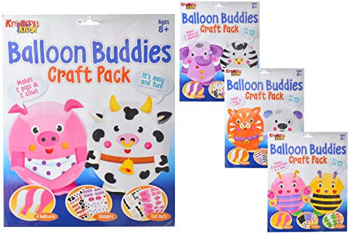 Kreative Kids TY2049 Balloon Buddies Craft Kit (4 Assorted) in Hanging Bag