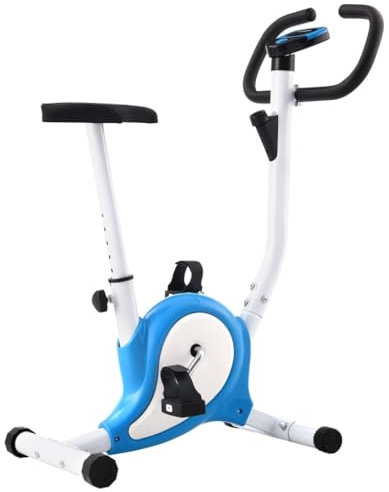 vidaXL Heimtrainer mit Gurtwiderstand Großer LCD-Computer Hometrainer Cardio Ergometer Fitness Bike Fahrrad Trimmrad Fahrradtrainer Blau