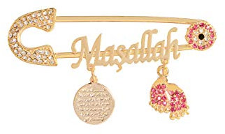 Remi Bijou Stecknadel für Baby Kind Mädchen Junge Glücksbringer Masallah Allah Ayetel Kürsi Gebet Dua Nazar Boncuk Türkisches Auge (Stil 10)