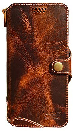 Yogurt Handyhülle für Samsung S21 5G, Hülle Echtleder Case Ledertasche Lederhülle für Samsung Galaxy S21, Dunkel Braun