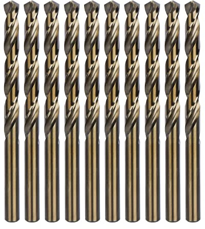 amoolo 5/16 Cobalt Drill Bit(10pcs), M35 HSS Metal Drill Bit Set for Hard Metal, Stainless Steel, Cast Iron Box of 10