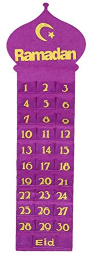 HUSHUI Adventskalender Countdown Ramadan Kalender Countdown Kalender Wandbehang Dekoration für Festival Party Dekor