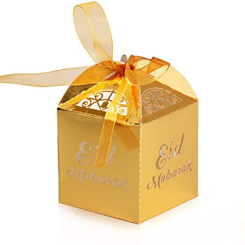 25 Stück Geschenkbox für Eid Mubarak Ramadan Geschenkschachteln aus Papier Zugunsten Box Islamischen Muslim Eid Party Supplies