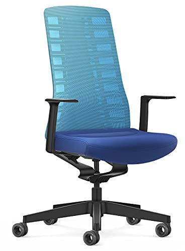 Interstuhl Bürostuhl Pure Active Edition - Der Bürostuhl der Sich Gewicht und Bewegung anpasst - ergonomische Smart-Spring Technologie - Made in Germany (1D-Armlehne, Hellblau | Blau)