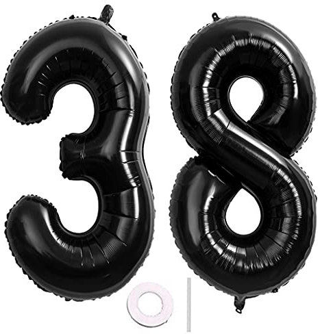 40 Zoll 2 Luftballons Zahle 38. Schwarz Geburtstag XXL 100cm Riesen Folienballon Zahlenballon 38 Schwarz Nummer Folienballon 38 Ballon Zahl 38 Heliumballon Luftballon 38 für Geburtstag Party Deko(38)