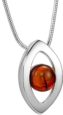 Copal Damenkette Mit Echtem Baltischem Bernstein Und Sterling Silber Anhänger