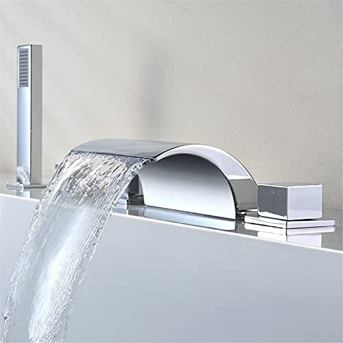 SHZICMY Robinet cascade 5 trous - de baignoire chromé Mitigeur avec bec et douchette