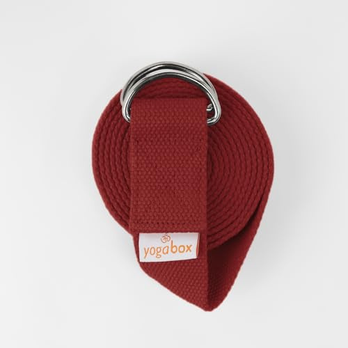 Yogabox Yogagurt Asana Belt Basic aus 100% Baumwolle, mit Metallverschluss aus Zwei D-Ringen, Anfänger & Fortgeschrittene