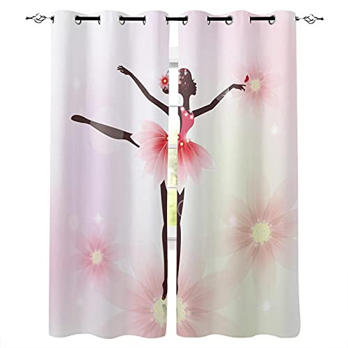 MTBDDyyds Verdunkelungsvorhänge 3D Drucken 280X260Cm Rosa Mädchen Tanz Verdunklungsvorhänge Kinderzimmer 2 Stück Vorhang Blickdicht Ösenschal Kindergardinen Junge Verdunklungsgardine