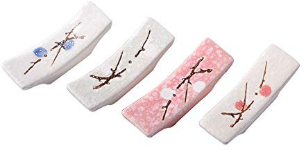 Chopsticks Holder Set of 4 Japanese Ceramic Chopstick Stand Rest Rack Spoon Fork Knife Holder Set