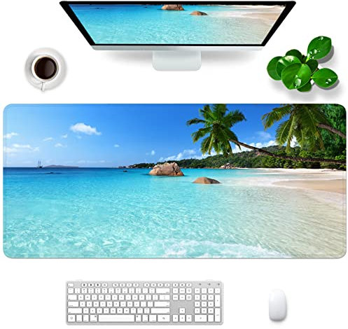 Amrgik XXL großes Gaming-Mauspad, 90,2 x 40,1 cm, blaues Ozean-Motiv (Strand Ozean -1)
