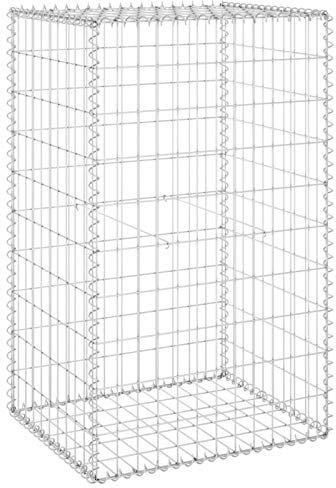 JUNZAI Gabionenwand mit Abdeckung, Gabionen Zaun, Mülltonnenverkleidung, Gabionenkörbe, Steine Für Gabionen, Steingabionen, Verzinkter Stahl 60x50x100 cm