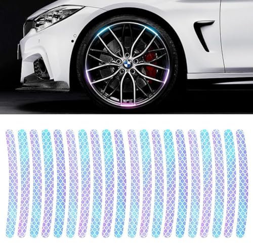 20 Stück Auto-Starke reflektierende Streifen-Aufkleber 7 Farben reflektierende Aufkleber Auto-Radnaben-reflektierende Aufkleber universell für Auto,LKW,Motorrad,Fahrrad (Diamantstreifen)