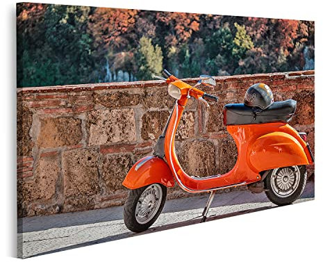 Prime Bild auf Leinwand Orange Vespa Classic Wandbild Poster Kunstdruck Bilder