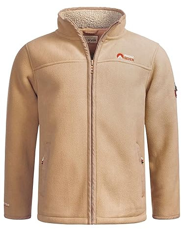 Arctic Seven Herren Fleece Jacke mit Teddyfell Futter Fleecejacke Wanderjacke AS325 [AS-325-Coffee-Gr.S]