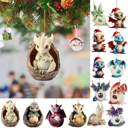 Christbaumschmuck Drache Feiertags Verzierung,Dragon Ball Ornament, Drachen auf Schloss Feiertags Verzierung,Drache Statue Weihnachtsschmuck,Acryl Anhänger Weihnachtsbaumschmuck Hängende
