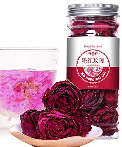 Guter Blume und Gras Tee China Original Dufttee Kräutertee Natürlicher Bio-Blumentee Grünes Essen ohne Zusatzstoffe Fruchtee (25g Dunkelrote Rose)