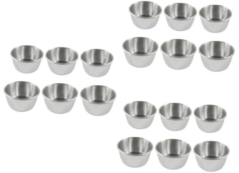 Cabilock 18 Pcs tasse de sauce bols à pincer gobelets ronds de ketchup coupes de parfaits huilier bidon petrole tasse d'assaisonnement tasses à sauce Acier inoxydable assiette de collation
