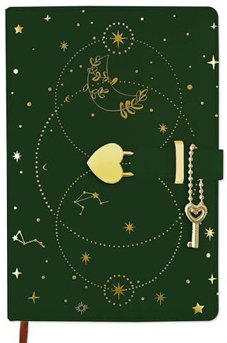 Mlife A5 Notizbuch Herz Vorhängeschloss Journal mit Schlüssel-Tagebuch mit 192 Seiten,100g / m² dickes Papier,Geheimes Notizbuch,Persönliches Tagebuch Für Jungen und Mädchen(Grün)