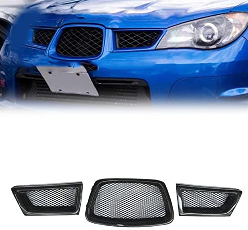 VIDOJI 3 STÜCKE Real Carbon Fiber Auto Frontstoßstange Untere Mesh Grill Grille Abdeckung Trim Racing Grill Für Subaru Für Impreza WRX STi 9. 2006-2007