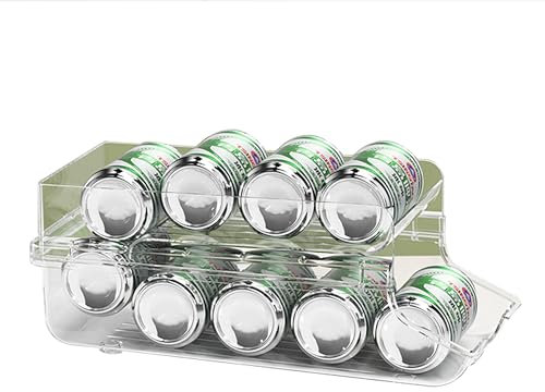 lesulety Contenedores de Almacenamiento de Nevera Soporte para latas de Nevera Dispensador de latas Organizador de Nevera Organizadores de Nevera Latas Bandejas de Nevera,L