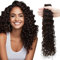 RUNATURE Lockig Tape Extensions Echthaar Braun Menschliches Haar 50cm Extensions Locken Echthaar Tape Dunkelbraun Locken Tape Extensions Echthaar Unsichtbare Haarverlängerung 20 Stück 50g #4-NW
