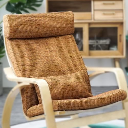 Poang Chair-Sesselkissen, 1 Stück, Weicher Kissenersatz Mit Abnehmbarem Bezug, Poang Chair-Baumwollkissen, rutschfest, Zum Schaukeln, Dick Gepolstert,Burlap orange