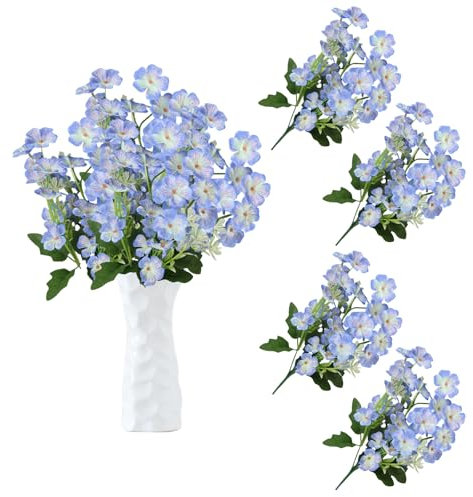 astylishome Tall Artificial Flowers 100 Pcs with Long Stem Fake Violets Plant Faux Flower for Home Garden Wedding Party Table Decoration Realistic Appearance Dark Blue 0416