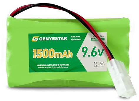GENYESTAR 9.6V 1500mAh NI-MH Rechargeable Battery Pack for RC Cars, Boats, Robots, with Charger Cable
