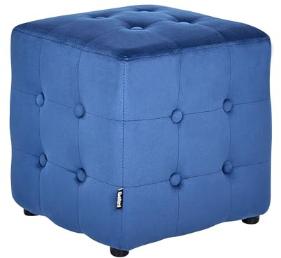 Beliani Stilvoller Hocker in Würfel Samtstoff Blau Wisconsin