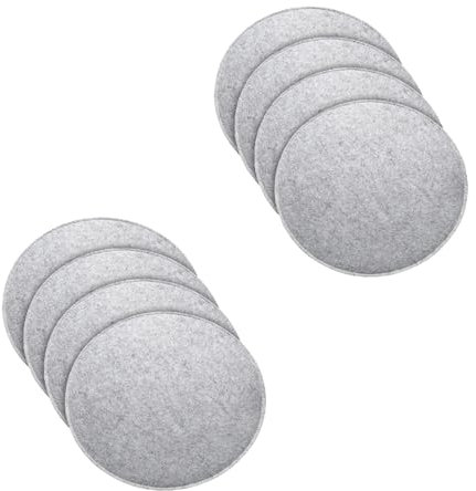 MorNon 8er Set Stuhlkissen, Rund Filz Sitzkissen, ø 35 cm Sitzauflagen für Bank, Sitzkissen mit rutschfesten Einlagen für alle Arten von Stühlen, für drinnen und draußen (Hellgrau)