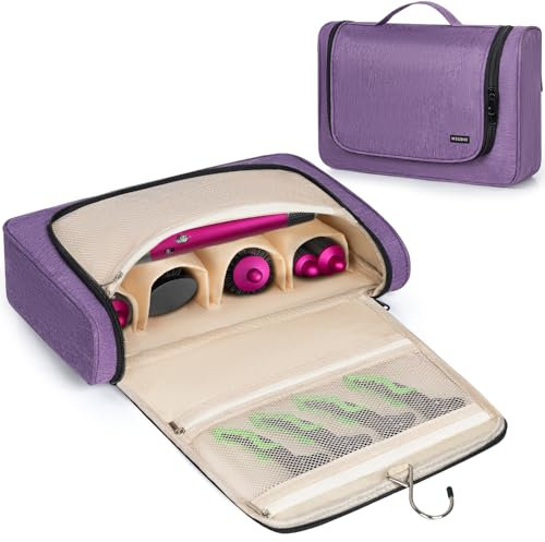 WELIDAY Airwrap - Custodia da viaggio compatibile con Dyson/Shark FlexStyle, borsa portatile da viaggio con gancio per appendere e tasche multiple per arricciacapelli e accessori (design aperto