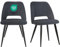 JIJIAN Esszimmerstühle 2er Set, Stühle Esszimmer, Küchenstühle, Wohnzimmer Essstühle mit Ausschnitt Rückenlehne Streifen Samt Stuhl, Gepolsterte Stühle für Esszimmer, Küche, Schlafzimmer, Schwarz