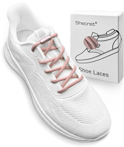 Shecret 2 Paires Lacets Élastiques, Lacets Élastiques Sans Cravate, Élastiques Lacets en Caoutchouc avec Fermeture en Métal, Lacets Universels Réglables, pour Sneakers, Enfants et Adultes(Rose Foncé)
