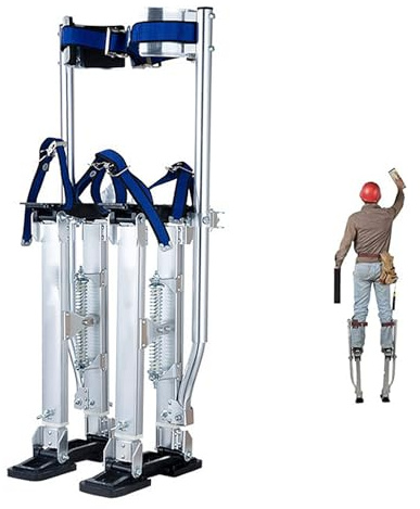 Zancos Trabajo,zancos Aluminio Ajustables Para Adultos Con Placas Antideslizantes Para Los Pies Y Rodilleras PVC, Altura Ajustable 15-64pulgadas, Soporta Forma Segura 220lb,estable Y Fácil Mover