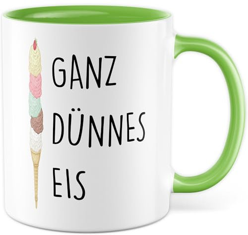 Tasse Meme Geschenk, Ganz dünnes Eis, Kaffeetasse Humor Ironie lustiger Spruch, Geschenkidee Morgenmuffel Motiv Witz Kaffee-Becher