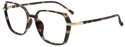 Firmoo Blue Light Blocking Glasses for Women/Men, Geometric Computer Gaming/TV/Phones Glasses Tortoise