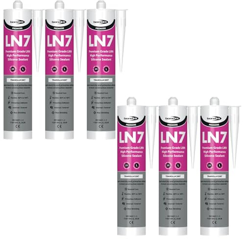 Bond It LN7 Premium Low Modulus Neutral Cure Silicone – 6x Translucent, 310ml | Premium Grade Silicone | Versatile Silicone Sealant for Glass – Metals – Plastics – & Construction Applications